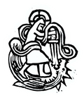 Knight linocut sticker